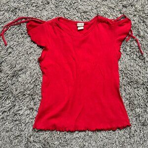Vintage 90s Red Open Sleeve T-Shirt Size S
